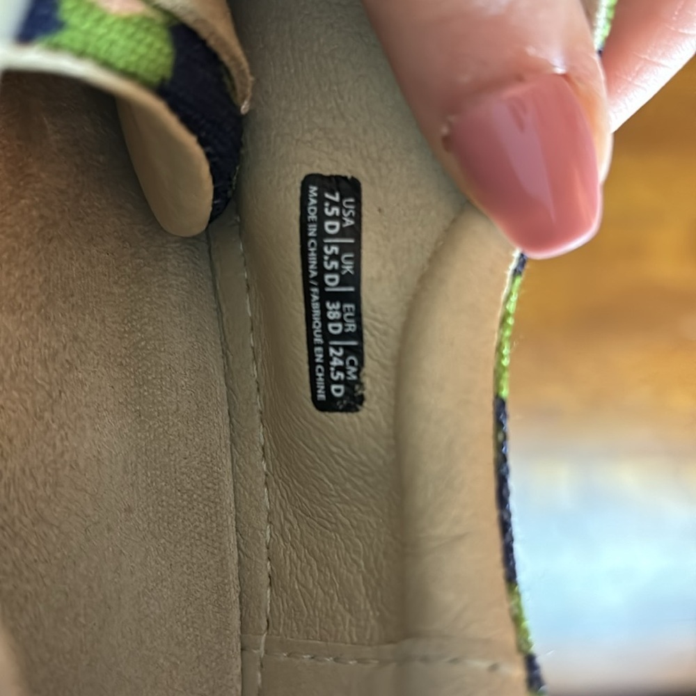 Spenco Green/Black/Pink Canvas Slip-On Comfort Sneaker Shoes Women's US 7.5 - Picture 7 of 7